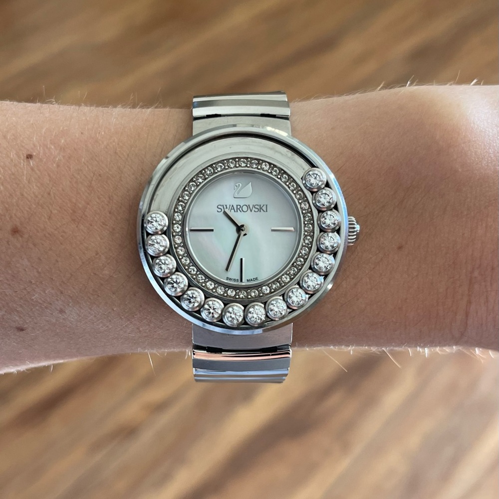 Swarovski Silver Crystal-Embellished Watch